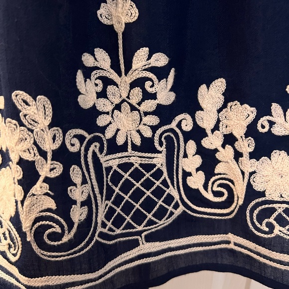 Heartsoul | navy babydoll blouse with cream embroidery & padded bra - Picture 4 of 6